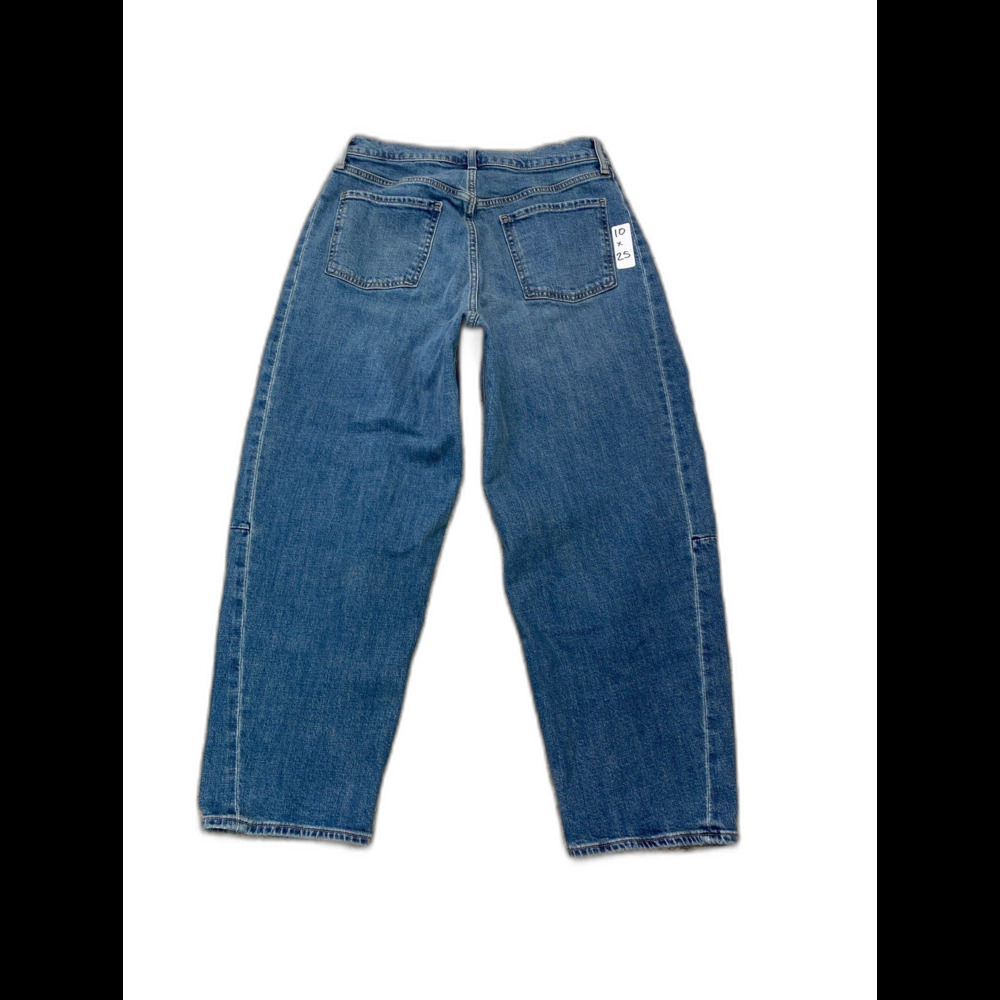 Old Navy High-Rise Barrel Leg Jeans Blue Denim Curved Tapered Pants Size 10 - Picture 4 of 9